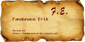 Fandunace Erik névjegykártya